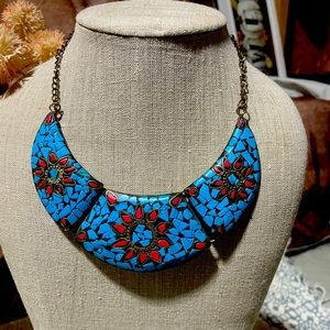 Beautiful turquoise and red choker necklace!!!